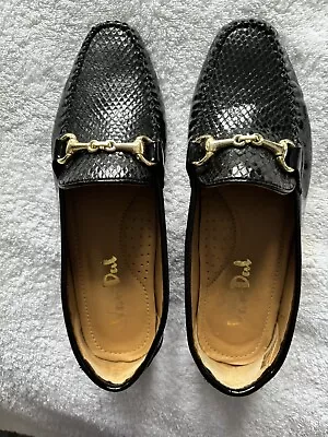Van-dal Black Patentleather Slip-on Shoe With Gold Effect Buckle Uk Size 4 • £5