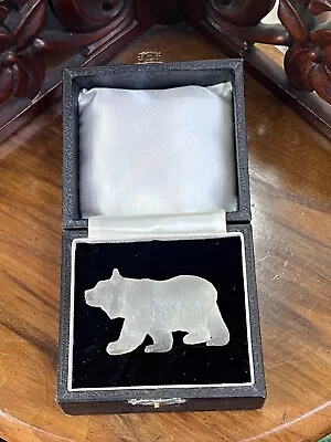 Antique Faberge Rock Crystal Hardstone Carving Polar Bear Diamond Eyes Figurine • $4415.31