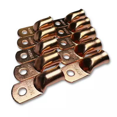 10x 1/0 Gauge 1/4  Hole OFC Copper Ring Terminal 0 GA M6 Lug Battery Connector • $13.95