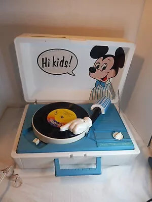 Vintage Sears Disney Mickey Mouse Solid State Record Player System Tested Works! • $79.99