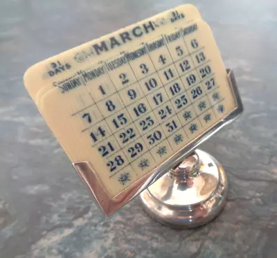 Vintage Stg. Silver Desk Calendar H/m 1919 Chester - Complete With Dates & Days • $258.67