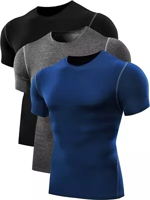 MEN'S 3PACK Best T-shirt  Men's Black NELEUS Compression Under-Shirt 3 Colors • $19.99