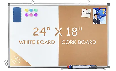 Notice Board & Bulletin Cork 60 X 45 Cm Whiteboard BRAND NEW OPEN BOX • £28.99