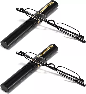 Viseng 2 Pairs Slim Mini Metal Reading Glasses Compact Lightweight Portable Read • $19.35