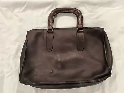 Vintage COACH Dark Brown Leather Briefcase Bag ORIGINAL 1960s USA • $75