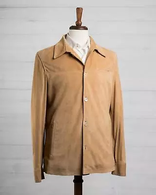 Zilli $7950 Beige Calf Suede Silk Lined Jacket Coat Made In France (62 IT) 4XL • $1595