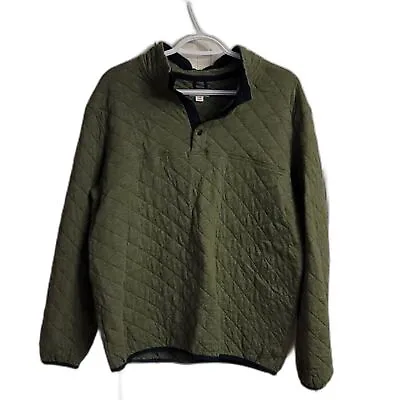 Merona Quilt Pattern Olive Green Sweatshirt Size L Unisex Woman Men Youth • $10