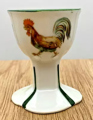 Egg Cup W/ROOSTER & CHICKENS Rosenthal Lobed Foot Green Trim Vintage/ANT Germany • $20