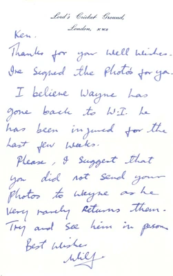 £15 • Buy Wilf Slack - England Test Cricketer - Signed Handwritten Letter (1st Name Only )