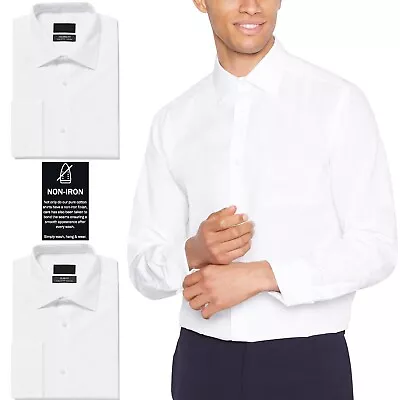 £14.98 • Buy Ex Debenhams Mens White Shirt Long Sleeve Plain Button Up Formal Classic Busines