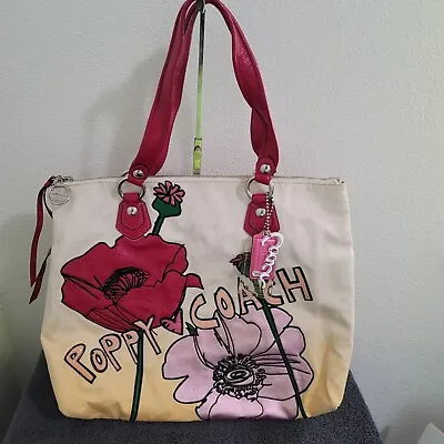 NWOT COACH 16340 Poppy Flower Applique Leather Tote Handbag Limited Edition RARE • $139.99