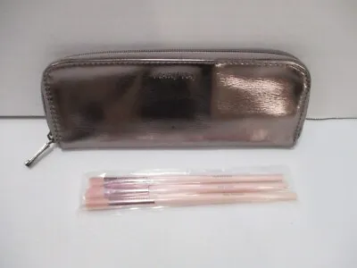 Mary Kay Eyeshadow Brush Set Rose Gold 3 Brushes Pink Zip Bag New • $16.88