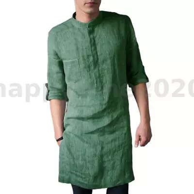 £14.99 • Buy INCERUN Men's Saudi Arab Muslim Kurta Shirt Long Sleeve Kaftan Loose Tunic Dress
