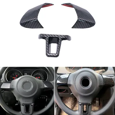 3pcs Carbon Fiber Steering Wheel Trim Cover For VW Golf 6 Bora Polo Jetta Tiguan • $8.20