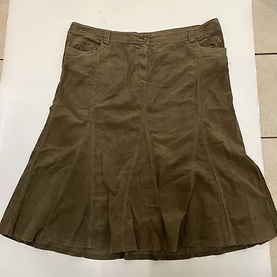 A17) Evans East Coast Dark Green Women Striped Skirt Size 26 Pockets 100%Cotton • £9.99