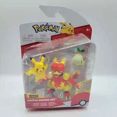 Pokemon Battle Figure 3 Pack Pikachu Magmar Turtwig New Figures • $24.95