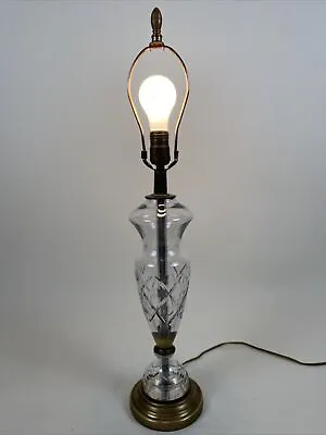 Vintage Table Lamp Cut Crystal Antiqued Brass • $9.99