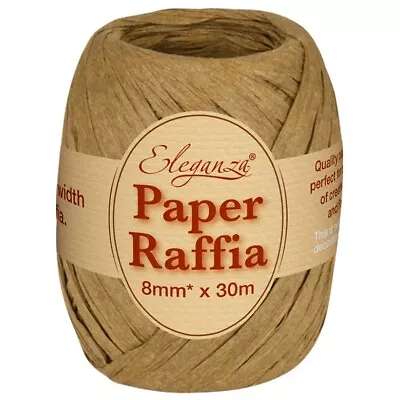 Paper Raffia Roll 8mm X 30m - Tan - Jute Ribbon Florist Wreath Craft • £4.99