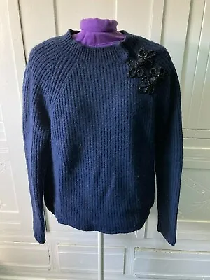 Women’s J Crew Sweater Ribbed With Sparkly Frog Closures Size M • $20