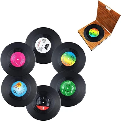 £5.99 • Buy 6PCS Retro CD Record Vinyl Coasters Cup Mat For Coffee Drink Tableware Non-slip