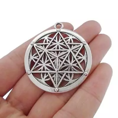 £4.20 • Buy 5 X Tibetan Silver Large Flower Of Life Merkaba Meditation Round Charms Pendants