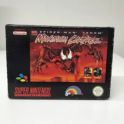 Super Nintendo SNES Game SpiderMan Venom Maximum Carnage - Marvel LJN Boxed • £260