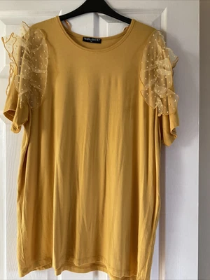 £2.50 • Buy Ladies Mustard Top With Lace Trim Size Xl (18.20) Select New