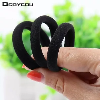 £2.79 • Buy 10 THICK Black Hair Bands Elastics Bobbles Girls Kids School Ponies Ties Quality