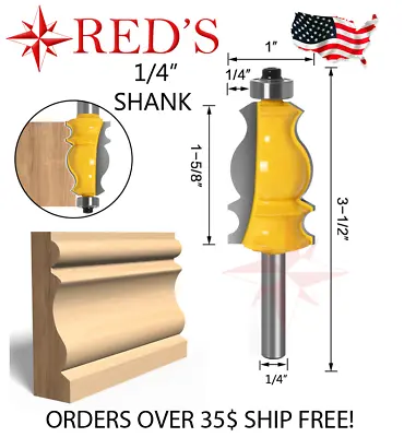 Y80759-4 REDS 1-5/8  Decorative Molding Router Bit With 1/4  Shank • $8.99