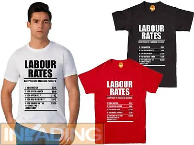 £9.99 • Buy Labour Rates Mens Funny T Shirt - Gift For Mechanic Plumber Electrician Builder