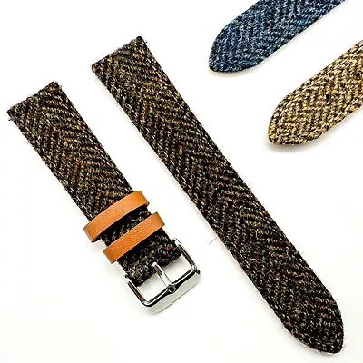 Herringbone Watch Strap Woven Tweed Style Fabric Quick Release 18mm 20mm 22mm • £16.95