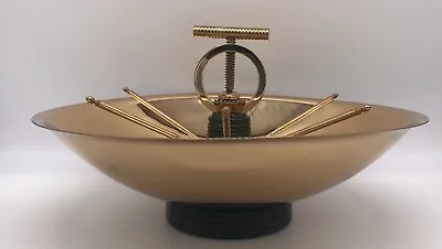$189 • Buy Chase & Co. Gold Art Deco Nutcracker Bowl With Picks, Green Base, Rare!!