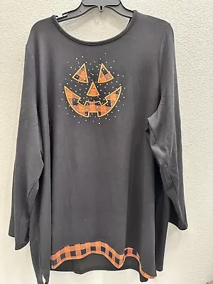 The Quacker Factory Womens Halloween Sweater Size 3x Black Orange Pumpkin • $17.99