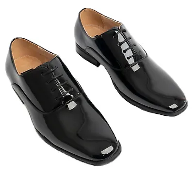 Mens Goor Oxford Shoes Shiny Formal Wedding Lace Party Suit 4 Eye Leather InSock • £31.99