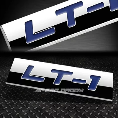 Metal Grill Trunk Emblem Decal Logo Trim Badge Polished Blue Lettering Lt1 • $4.99