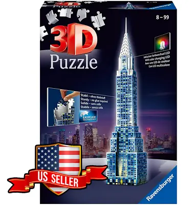 NEW & SEALED Ravensburger 12595 Chrysler Building LED Night Ed. 216 Pc 3D Puzzle • $39.95