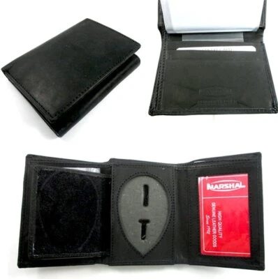 $18.50 • Buy Leather Wallet Sheriff Officer ID Holder Police Shield Security Black Case New