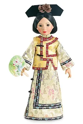 Doll Clothes 18  SLIM Qing Dynasty Dress Jacket Hat Fan Shoes Gold Fit 18  Dolls • $27.54