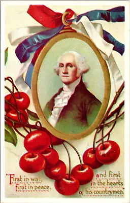 Memorial Day Patriotic George Washington Cherries Reproduction Postcard • $2.99