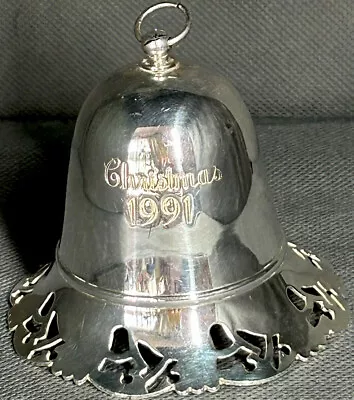 Towle 1991 Musical Pierced Silverplate Bell Plays Silent Night Original Box • $17.99