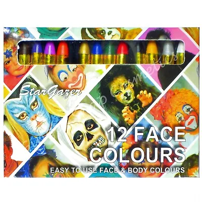 Stargazer Face Paint Crayon Set Kit 12 Sticks Rainbow Pride Makeup Body Painting • £4.69