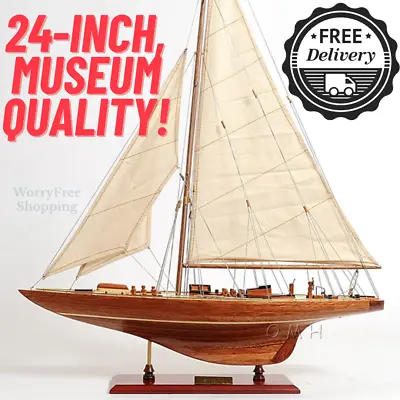 Large Wooden SAILBOAT MODEL 'Endeavour Display Yacht Sailing Boat Nautical Decor • $210