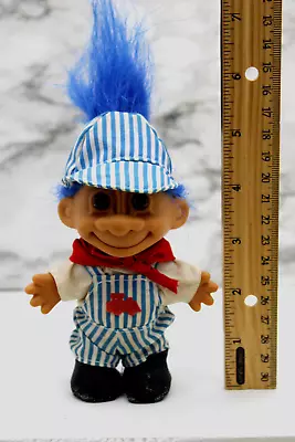 Russ Troll Doll Train Conductor  No. 18525 Blue Hair  5  T • $18.95