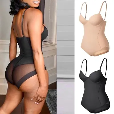 Women Firm Tummy Control Full Body Shaper Seamless Bodysuit With Built-in Bra JK • £17.79