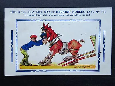 Racing Tip THE ONLY WAY TO BACK A HORSE C1930s Comic Postcard By Bamforth 2598 • £9.75