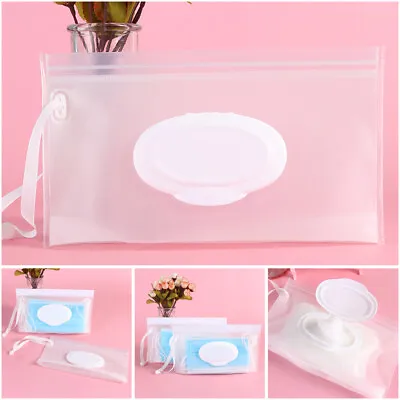 Clear Reusable Wet Wipes Bag Napkin Storage Pouch Mask Case Cosmetic Container • £3.71