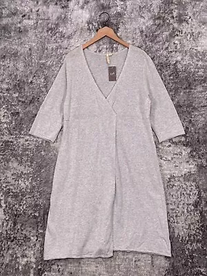 New Pure J Jill Dress Large Womens Gray Linen Cotton Knit Sweater Knee Midi • $59.99