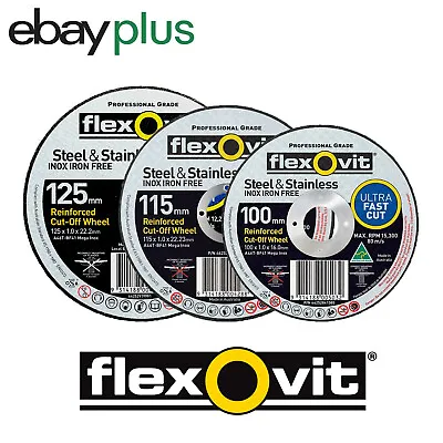 Flexovit Cutting Disc Ultra Thin 1mm  X 100mm 115mm  125mm For Steel & Stainless • $15.64
