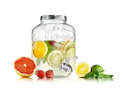 1-Gallon Glass Beverage Dispenser Mason Jar Style Drink Container Jug Steel • $44.60