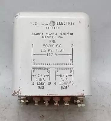 GE Vintage FILAMENT TRANSFORMER  117V /  6.3V@7.5A  /  12.6V@0.15A • $49